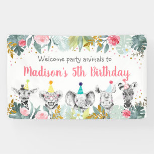 Birthday Party Animal Pink Gold Safari Spandoek