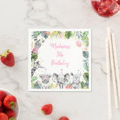 Birthday Party Animal Pink Gold Tropical Safari Servet (Insitu)