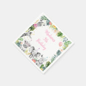Birthday Party Animal Pink Gold Tropical Safari Servet (Hoek)