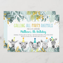 Birthday Party Animals Blue Gold Safari Kaart