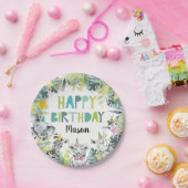 Birthday Party Animals Boy Safari Animals Papieren Bordje (Feest)