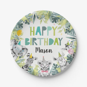 Birthday Party Animals Boy Safari Animals Papieren Bordje