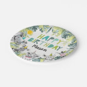 Birthday Party Animals Boy Safari Animals Papieren Bordje (Gekanteld)