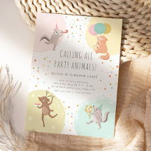 Birthday Party Animals Colorful Kids