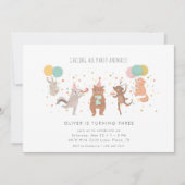 Birthday Party Animals Colorful Kids Kaart (Voorkant)