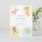 Birthday Party Animals Colorful Kinderen Kaart (Staand voorkant)