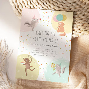 Birthday Party Animals Colorful Kinderen Kaart