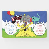 Birthday Party Animals personaliseren Spandoek (Horizontaal)