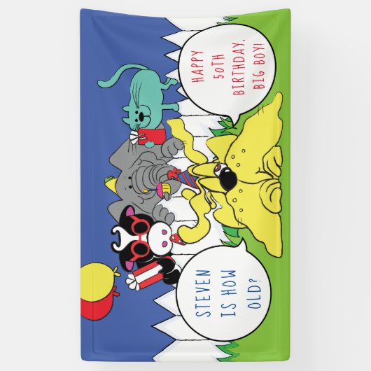 Birthday Party Animals personaliseren Spandoek (Verticaal)