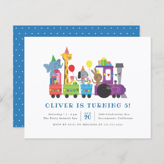 Birthday Party Animals Train Kids (Voorkant / Achterkant)