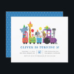 Birthday Party Animals Train Kids<br><div class="desc">Jongens verjaardagsfeest met een zoete dierbenaming met een giraffe, een olifant, een hond en een konijntje in verjaardagscooter die in een trein zit. Als onderdeel van de begrotingsselectie hier op Zazzle, komen deze uitnodigingen niet met enveloppen en passen ze ook niet goed in een standaard envelop. De dichtstbijzijnde grootte is...</div>