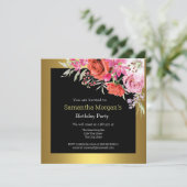 Birthday Party Any Age Flowers Invision Kaart (Staand voorkant)