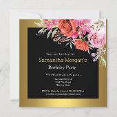 Birthday Party Any Age Flowers Invision Kaart (Voorkant)