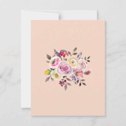 Birthday Party any Age Waterverf Flowers Kaart (Achterkant)