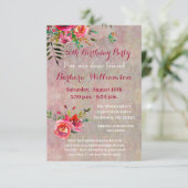 Birthday Party any Age Waterverf Flowers Kaart (Staand voorkant)