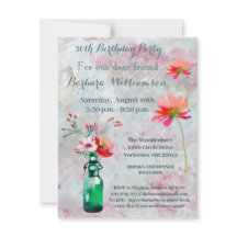 Birthday Party any Age Waterverf Flowers