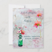 Birthday Party any Age Waterverf Flowers Kaart (Achterkant)