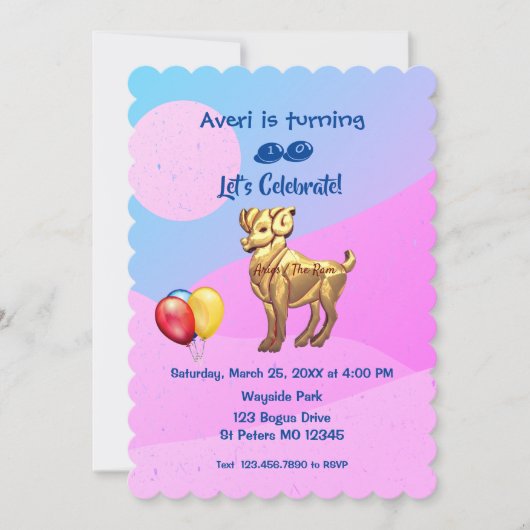 Birthday Party - Aries (21 maart - 19 april) Kaart (Voorkant)