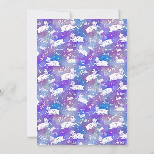 Birthday Party Aries Ram Constellation Stars Kaart (Achterkant)