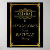 Birthday party art deco poster (Voorkant)