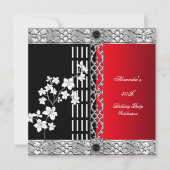 Birthday Party Asian Red Black Cherry Blossom Kaart (Voorkant)