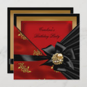 Birthday Party Asian Red Gold-bob Kaart (Voorkant / Achterkant)