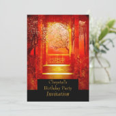 Birthday Party Asian Scene Red gold Kaart (Staand voorkant)