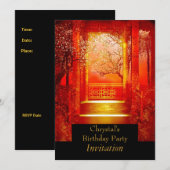Birthday Party Asian Scene Red gold Kaart (Voorkant / Achterkant)
