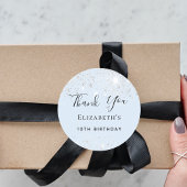 Birthday party baby blue Silver glitter Dank je we Ronde Sticker