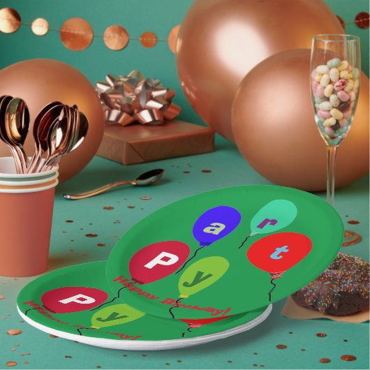 Birthday Party-ballonnen Papieren Bordje (Multi)