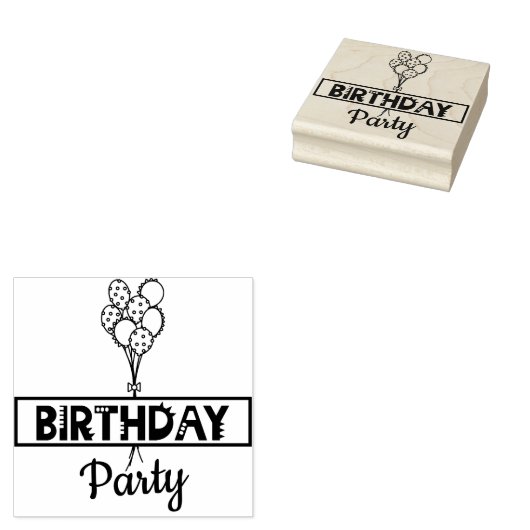 Birthday Party-ballonnen Rubberstempel (Gestempeld)