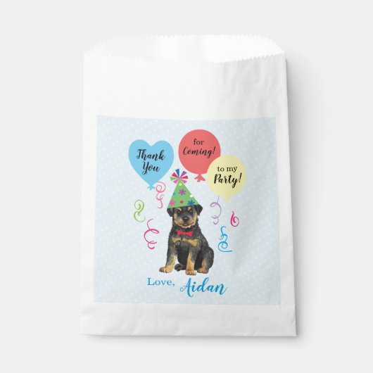 Birthday Party ballons Rottweiler Favor Bag Bedankzakje (Voorkant)