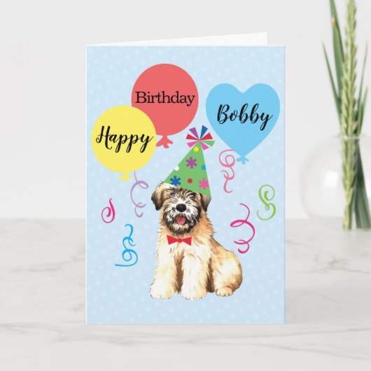 Birthday Party ballons Wheaten Terrier Card Kaart (Voorkant)