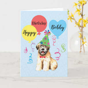 Birthday Party ballons Wheaten Terrier Card Kaart