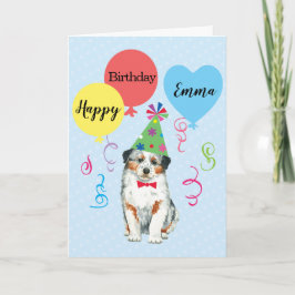 Birthday Party Balloons Australian Shepherd Kaart