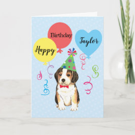 Birthday Party Balloons Beagle Kaart