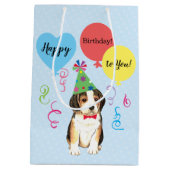 Birthday Party Balloons Beagle Medium Cadeauzakje (Achterkant)
