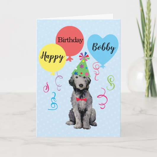 Birthday Party Balloons Bedlington Terrier Kaart (Voorkant)