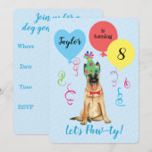 Birthday Party Balloons Belgische Malinois Kaart (Voorkant / Achterkant)