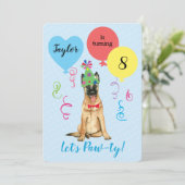 Birthday Party Balloons Belgische Malinois Kaart (Staand voorkant)