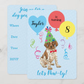 Birthday Party Balloons Borzoi Uitnodiging (Voorkant / Achterkant)