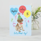 Birthday Party Balloons Borzoi Uitnodiging (Staand voorkant)