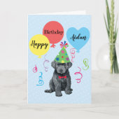 Birthday Party Balloons Bouvier des Flandres Card Kaart (Voorkant)