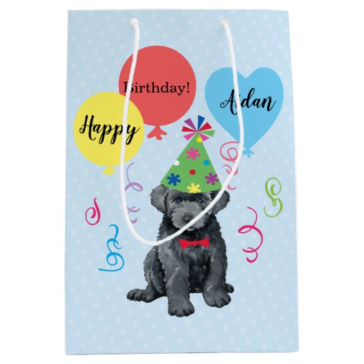 Birthday Party Balloons Bouvier des Flandres Medium Cadeauzakje (Voorkant)