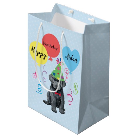 Birthday Party Balloons Bouvier des Flandres Medium Cadeauzakje (Voorkant Gekanteld)
