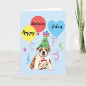 Birthday Party Balloons Bulldog Kaart (Voorkant)