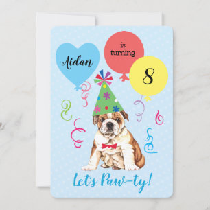 Birthday Party Balloons Bulldog Uitnodiging