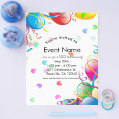 Birthday Party Balloons Confetti Event Flyer (Enkel)