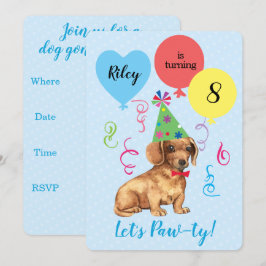 Birthday Party Balloons Dachshund Kaart