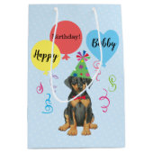 Birthday Party Balloons Doberman Medium Gift Bag Medium Cadeauzakje (Voorkant)